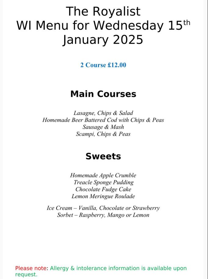 Jan 2025 Social Menu